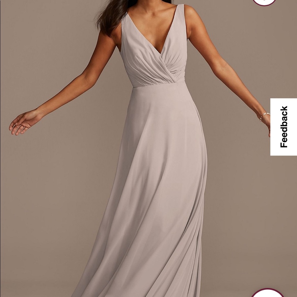 David’s Bridal V-NECK TANK FULL SKIRT BRIDESMAID DRESS color Biscotti size 2 :